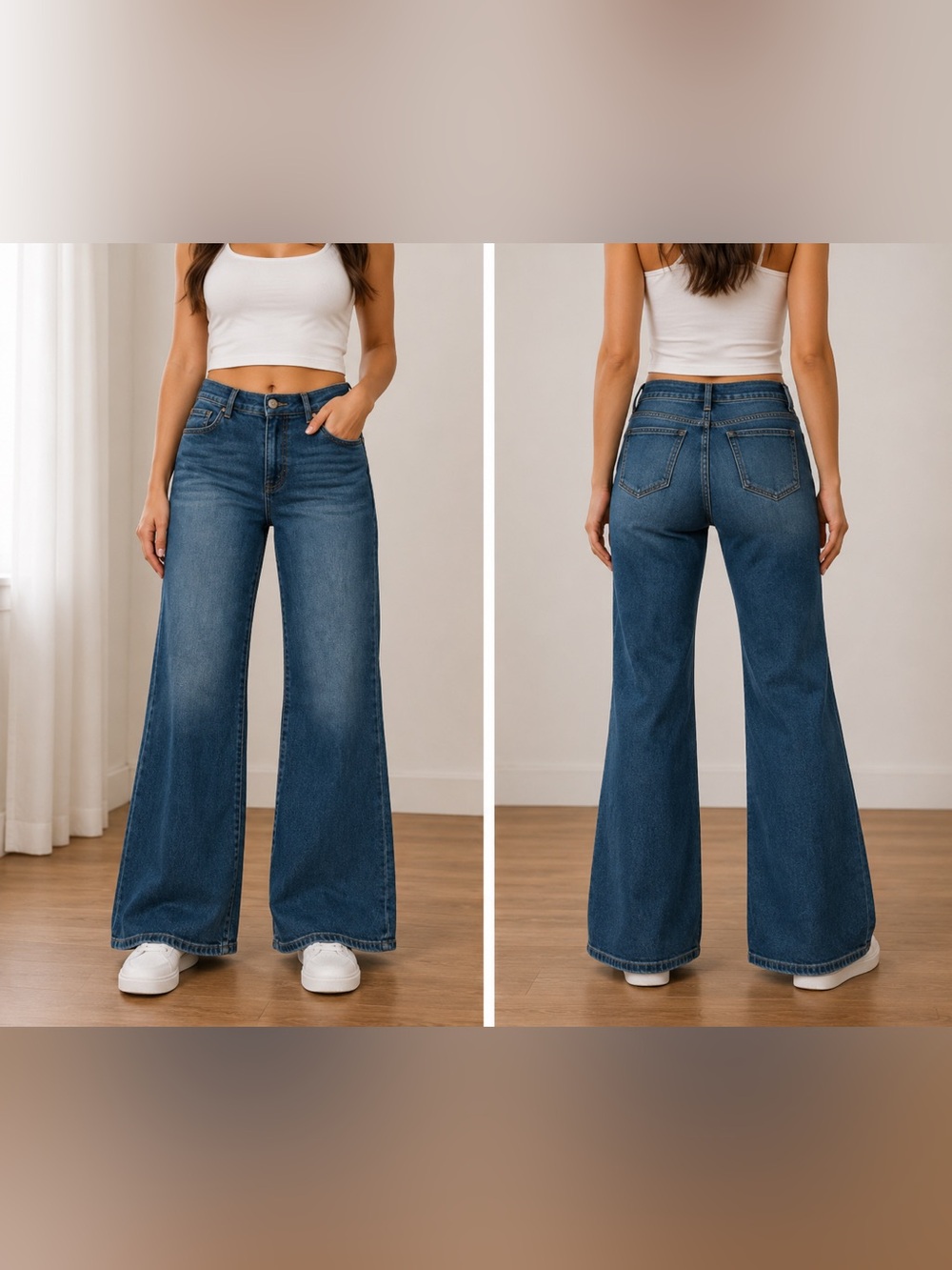 LOFT Out left High-Rise Wide-Leg/Flare Jeans in Medium Blue Wash size 8